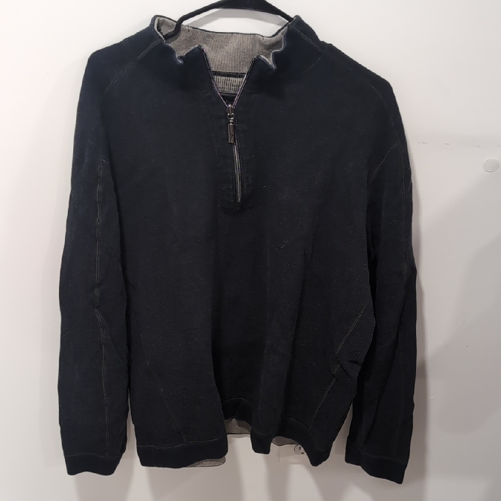 Tommy Bahama Men's Reversible Black Zip-Up Sweater